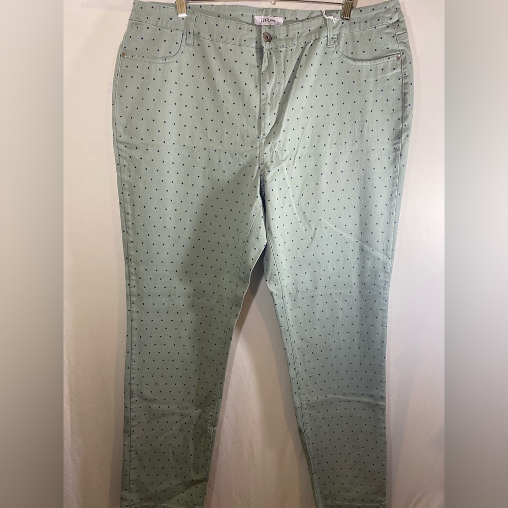 Mint Green Polka Dot Women Jeans